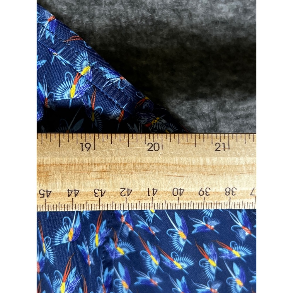 Turtleson Mens 2XL Performance Polo Shirt Blue Fly Fishing Lure Print Stretch - Picture 5 of 8